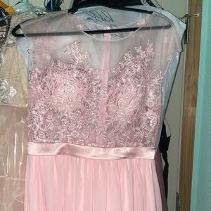 Light pink  dress. Ordered it for a wedding (bridesmaid) never used it.